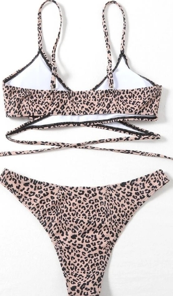 SHEIN Leopard Cross Wrap Bikini Swimsuit - Picture 3 of 4